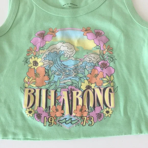 Billabong Crop Tank Top Scoop Neck Raw Hem Tee - Picture 10 of 16